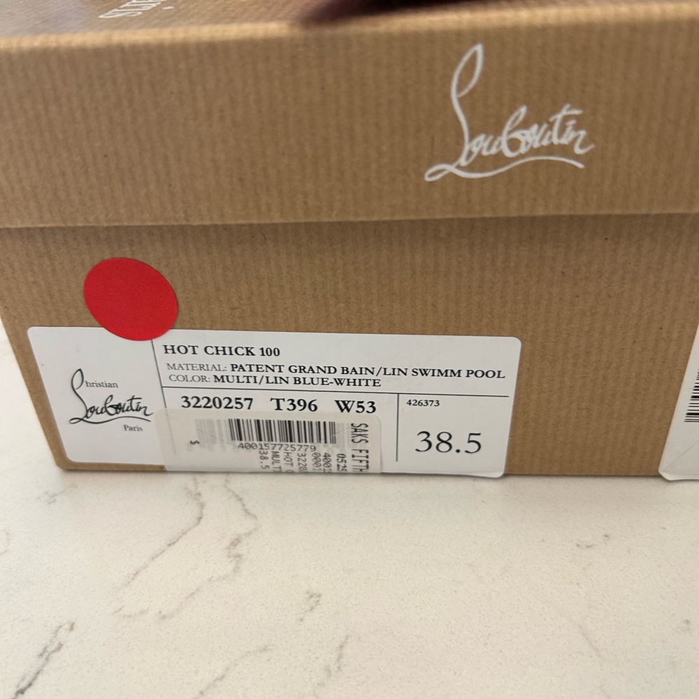 Christian Louboutin Hot Chick 100 Heels - Blue and White